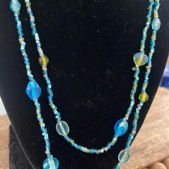 Bundle 6 Beaded long Necklaces Red Green Blue Orange Purple Yellow Brown - Picture 8 of 17